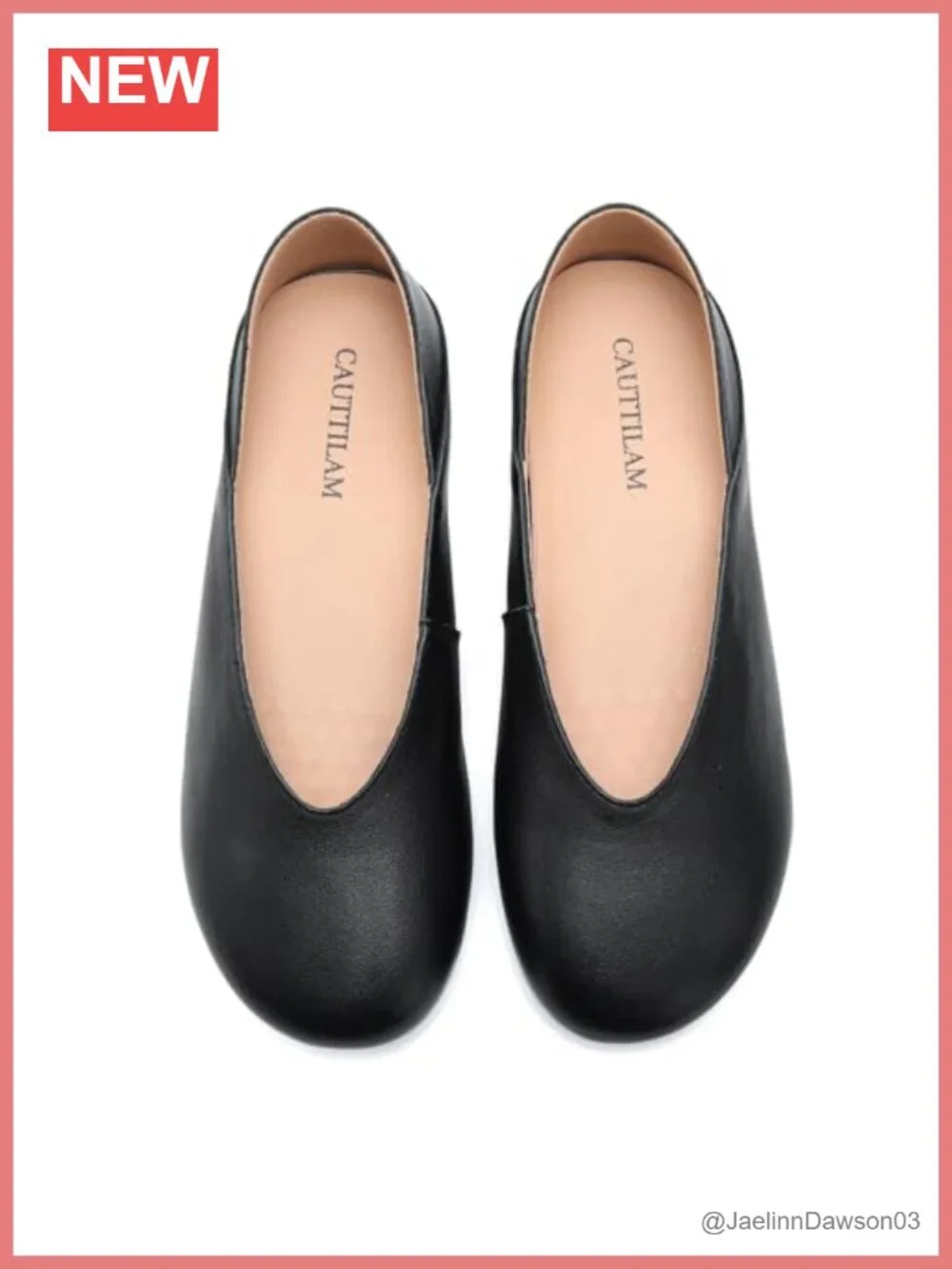 Women's Leather Ballet Flats Round Toe Slip-Ons Low Heel